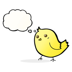 cartoon bird with thought bubble
