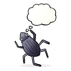 cartoon bug with thought bubble