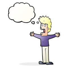 cartoon terrified man with thought bubble