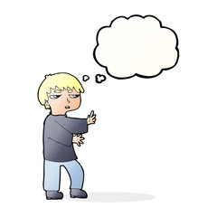 cartoon man gesturing with thought bubble