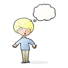 cartoon surprised man with thought bubble