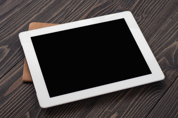 white tablet computer with a blank screen