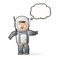 cartoon astronaut with thought bubble