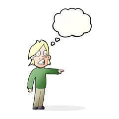 cartoon surprised man with thought bubble