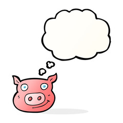cartoon pig face with thought bubble