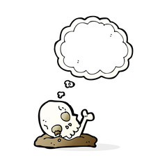cartoon old bones with thought bubble