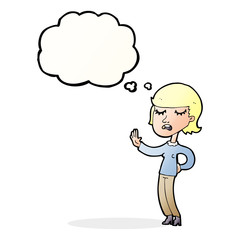 cartoon woman ignoring with thought bubble