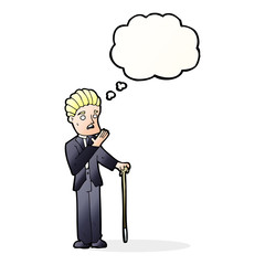cartoon shocked gentleman with thought bubble
