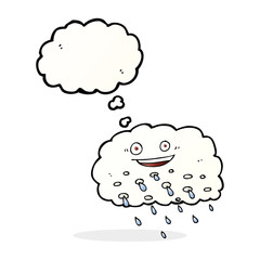 cartoon rain cloud with thought bubble