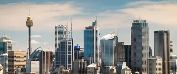 Foto op Plexiglas Panoramisch uitzicht op de stedelijke skyline van Sydney © myphotobank.com.au
