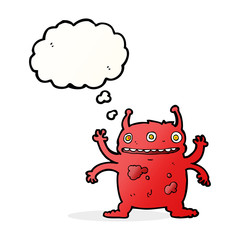 cartoon alien monster with thought bubble