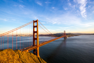 San Francisco skyline with the Golden Gate Bridge