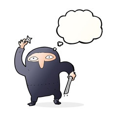 cartoon ninja with thought bubble