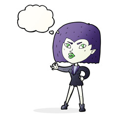 cartoon vampire girl with thought bubble