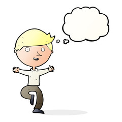 cartoon excited man with thought bubble