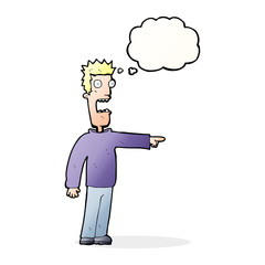 cartoon terrified man with thought bubble