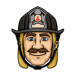 Firefighter or fireman in protective helmet