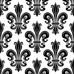 Seamless pattern of black royal lilies