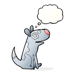 cartoon happy dog with thought bubble