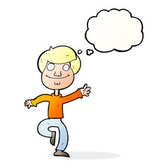 Fototapeta premium cartoon dancing man with thought bubble