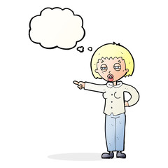 cartoon woman telling off with thought bubble