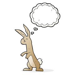 cartoon rabbit with thought bubble