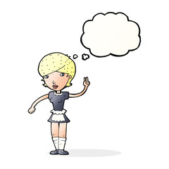 cartoon waitress taking order with thought bubble