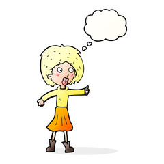 cartoon woman  with thought bubble