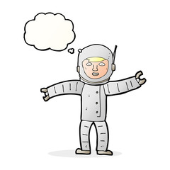 cartoon space man with thought bubble