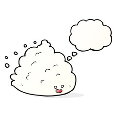 cartoon cloud character with thought bubble