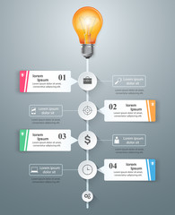 Infographic design template and marketing icons. Bulb icon. Light icon.