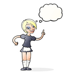 cartoon waitress taking order with thought bubble