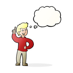cartoon man with idea with thought bubble