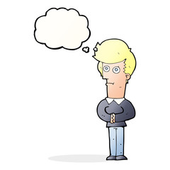 cartoon man staring with thought bubble