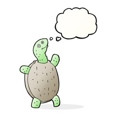 cartoon happy turtle with thought bubble