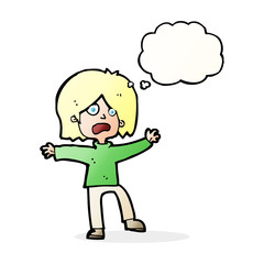 cartoon scared person with thought bubble