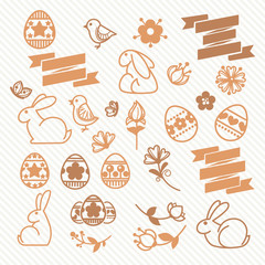 Vector collection of cute lineart doodle icons and logo elements