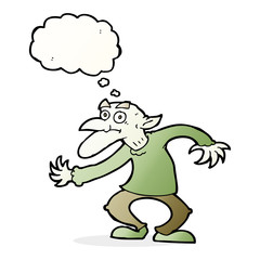 cartoon goblin with thought bubble