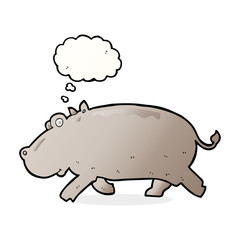 cartoon hippopotamus with thought bubble