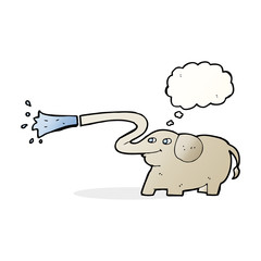 cartoon elephant squirting water with thought bubble
