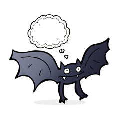 Obraz premium cartoon vampire bat with thought bubble