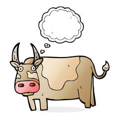 cartoon bull with thought bubble