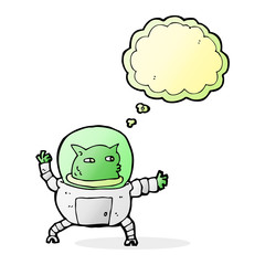 cartoon alien with thought bubble