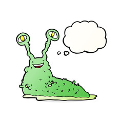cartoon slug with thought bubble