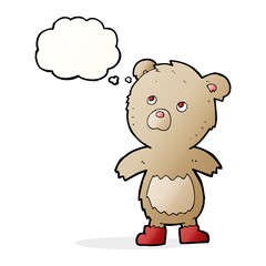 cartoon teddy bear with thought bubble