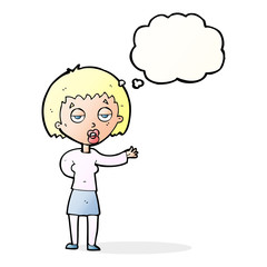 cartoon bored woman with thought bubble