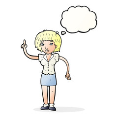 cartoon woman with idea with thought bubble