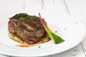 beef steak with chives