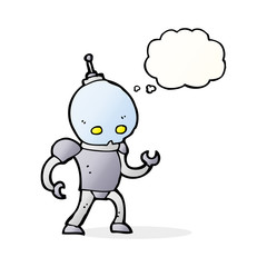 cartoon alien robot with thought bubble