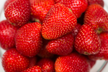Strawberries arranged on the display